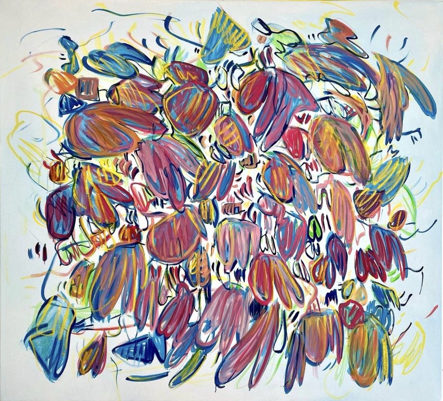 Abstract oil painting titled Night Birds by contemporary artist Kalina Horon, exhibited in Vienna