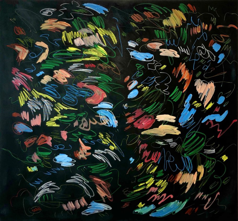 Abstract oil painting titled Ghetto Disco by contemporary artist Kalina Horon, exhibited in Vienna and in Krakow and in Chisinau