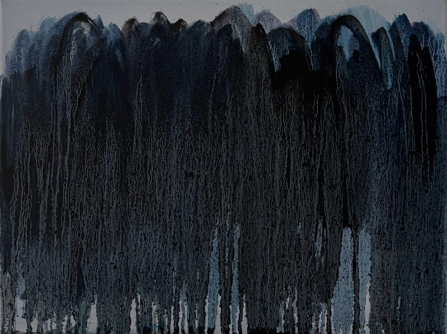 Abstract oil painting titled Fear(less) by contemporary artist Kalina Horon, exhibited in Vienna and in Krakow