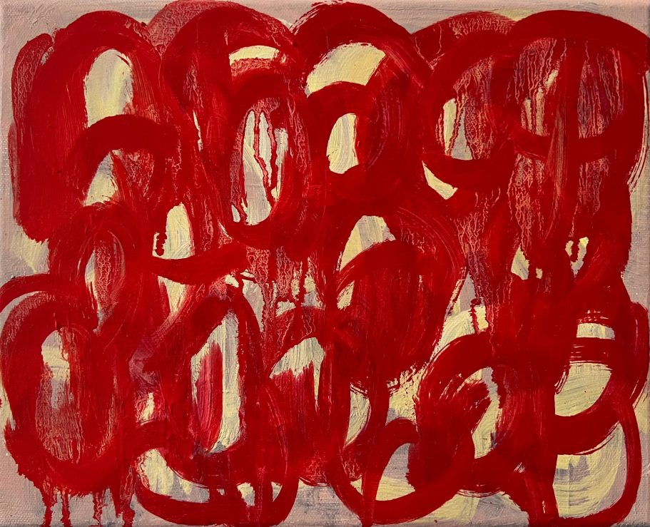 abstract oil painting titled Dead Flowers in the Better Land by contemporary artist Kalina Horon, exhibited in Vienna